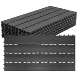 Izrielar WPC Terrassenfliesen 6 m2, 30 x 60 cm 36 Stücke, Terrassendielen mit 4 Latten in Holzoptik, für Garten Balkon Bodenbelag mit Drainage u... - Grau