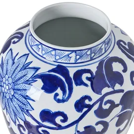 Beliani Vase mit Deckel Cuenca Porzellan 36 cm Weiß / Blau