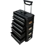 ALEOS. Metall Werkzeugtrolley Werkstattwagen XXL Type: B4-B BLACK EDITION schwarz mit Schubladenverriegelung und Schloss