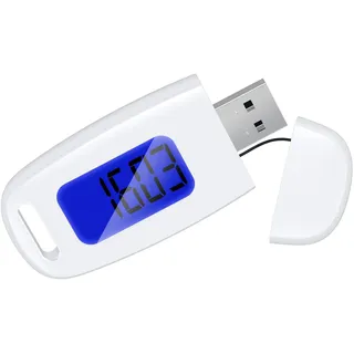 OQIMAX 3D Walking Schrittzähler, USB Wiederaufladbarer Schrittzähler zum Gehen mit Großem Display, Mini-Schrittzähle mit Clip und Gurt, für Gehen Laufen Wanderaktivitäten Sport Training (Weiß)