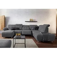PLACES OF STYLE Wohnlandschaft »Manhattan U-Form«, 2 Sitze mit elektrischer Relaxfunktion, verstellbare Armlehnen grau