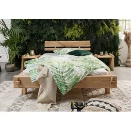 MASSIVMOEBEL24.DE Balkenbett Eiche 160x200 natur geölt OAK HEART 02
