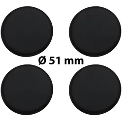 4 x Ø 51 mm Polymere Aufkleber / Schwarz / Nabenkappen, Felgendeckel