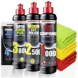 menzerna Politurset Schleifpaste Autopolitur Glanzpolitur Autopolitur (7 St), Heavy Cut 1000 Medium Cut 2500 Super Finish 3800