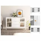 vidaXL Sideboard Weiß 105x35x70 cm Stahl und Hartglas