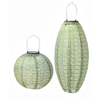 MARELIDA LED Solar Lampions mit Blumenmuster grün Party Balkon