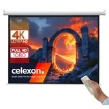 Celexon basic Motor-Leinwand 135" | 240x240 cm 1:1 | elektrische Full-HD 4K Beamer-Leinwand für Heimkino oder Büro-Präsentationen | geeigent zur Deckenmontage oder Wandmontage | inkl. Fernbedienung