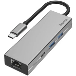 Hama USB-C-Hub, 4 Ports inkl. LAN