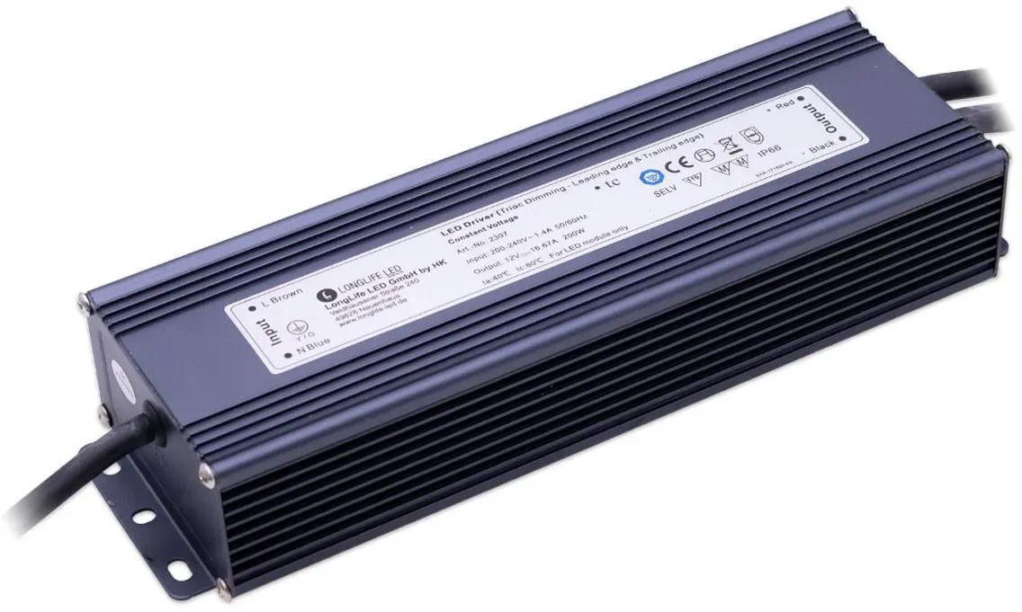 LED Netzteil 200W 12V 16.6A IP66 dimmbar TRIAC LongLife LED KVF-12200-TDH Schalt...