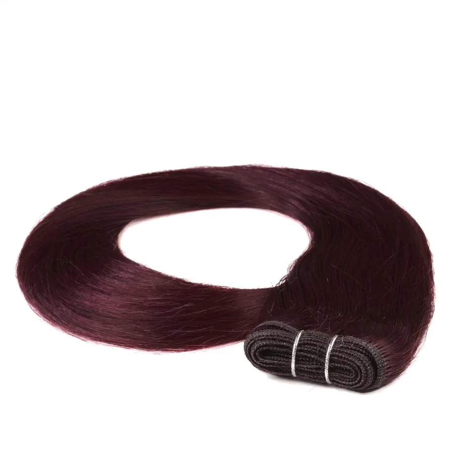 hair2heart Tresse Extensions Echthaar #55/66 Hellbraun Intensiv Violett-Intensiv 100g Haarextensions   Schwarz Damen 