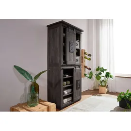 Massivmoebel24 Schrank Mango 80 x 175 x 45 cm Grau