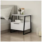 Asir Nachttisch PAL 50 x 45 cm Weiß/Schwarz