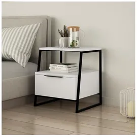 Asir Nachttisch PAL 50 x 45 cm Weiß/Schwarz