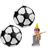 relaxdays Papierdekoration 2 x Pinata Fußball schwarz|weiß