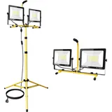 SKYWORLD 2 x 100W LED Baustrahler mit Stativ, 10000LM Baustellenlampe