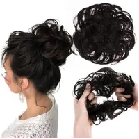 luxuskollektion 2er Set Echthaar Haargummi Dutt Gelockt