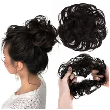 luxuskollektion 2er Set Echthaar Haargummi Dutt Gelockt