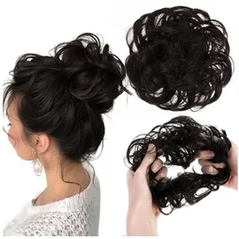 luxuskollektion 2er Set Echthaar Haargummi Dutt Gelockt