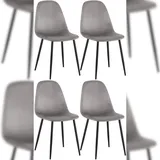 CLP 4er Set Esszimmerstühle Napier grau Samt