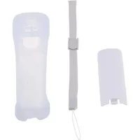 Qiuxiaoaa Silikon-Schutzhülle Batterie Hintertür Shell Handschlaufe Kit Ersatz für WII Remote Controller Controller Kit Weiß