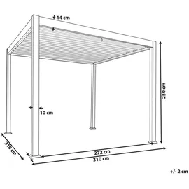 Beliani Garten Pergola 3,1 x 3,1 m Weiß