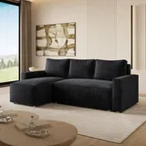 masseno Eckcouch Polyester 2-Sitzer Schwarz
