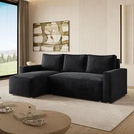 masseno Eckcouch Polyester 2-Sitzer Schwarz