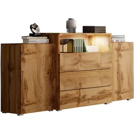 P & B Sideboard Urban III mit LED ca. 150x69 cm Eiche Wotan