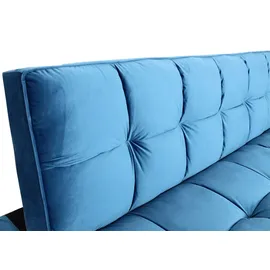 Mendler Sofa HWC-K21, Klappsofa Couch Schlafsofa, Nosagfederung Schlaffunktion Liegefläche 181x107cm ~ Samt, blau