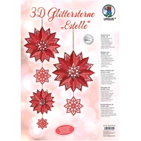 Ursus 3D-Glittersterne "Estelle", rot
