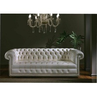 JVmoebel Chesterfield-Sofa, Design Chesterfield Sofagarnitur 3 Sitzer Leder Couch weiß