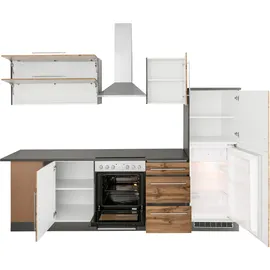 kochstation Winkelküche L-Form 280 cm braun