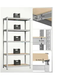 Songmics Lagerregal Metall 100 cm x 200 cm Silber