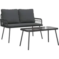 VidaXL Garten Essgruppe 2 pcs Schwarz Poly-Rattan