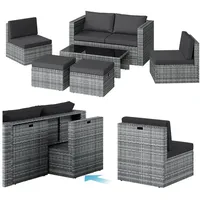 Steelsøn Polyrattan Gartenlounge Noctura, Outdoor Sitzgruppe 6-teilig, Gartenmöbel Set