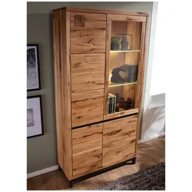 Massivmoebel24 Standvitrine Wildeiche 103 x 40 x 205 cm Beige