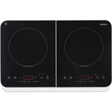 Medion Doppel-Induktionskochplatte 3500 Watt, Zwei Kochplatten, 10 Temperaturstufen, LED Display, MD18493, schwarz