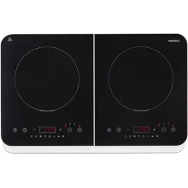 Medion Doppel-Induktionskochplatte 3500 Watt, Zwei Kochplatten, 10 Temperaturstufen, LED Display, MD18493, schwarz