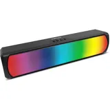 KROM K-POP- Soundbar 2x3 RMS, Stereo-Sound, Bluetooth, TF-Kartensteckplatz, RGB-LED, USB, AUX-Anschluss 3,5 mm Klinke, Größe 280 x 59 x 60 mm, Farbe Schwarz