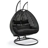 Home Deluxe Polyrattan Hängesessel TWIN - Schwarz, mit Regenabdeckung