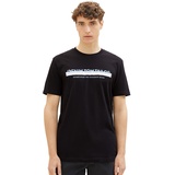TOM TAILOR T-Shirt mit Label-Print, Black, XL