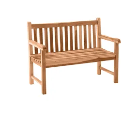 Möbilia Gartenbank mit Rücken-und Armlehne Teak - Natur