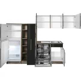 kochstation Winkelküche L-Form 290 x 170 cm schwarz