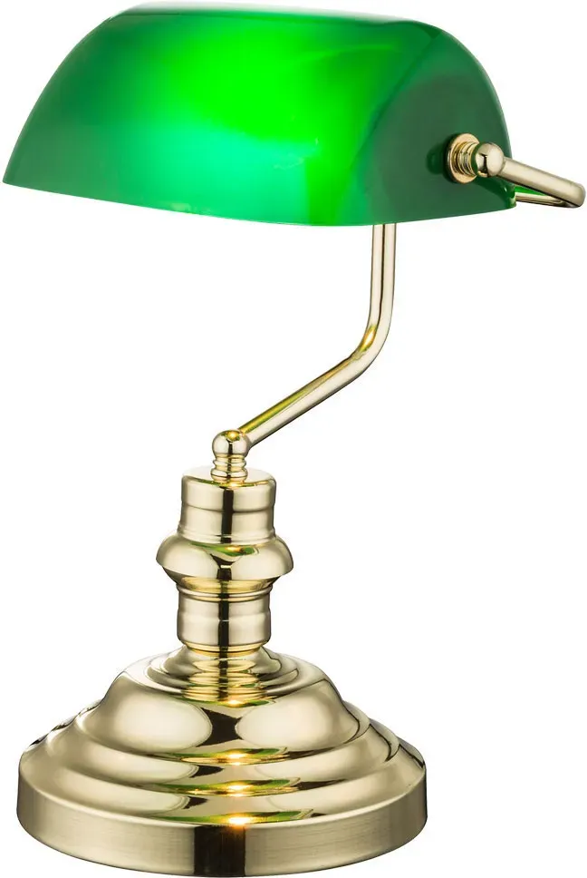 LED Bankerlampe Schreibtischleuchte grün Tischlampe Büro Bibliothek Schreibtisch Antik Messing Tischleuchte