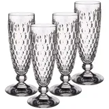 Villeroy & Boch Boston Sektgläser 4er Set, 145 ml, Sektkelche mit Facettenmuster, Kristallglas für Champagner und Schaumwein, Spülmaschinengeeignet, Klar