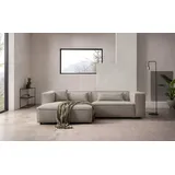 LeGer Home by Lena Gercke Ecksofa "PIARA mit Kedernaht, Cord, Leinenoptik o. Strukturstoff, Couch, L-Form", greige, B:267cm H:66cm T:167cm, 100% Polyester, LEGER HOME BY LENA GERCKE, Sofas, Ecksofa, wahlweise Ottomane rechts/links, schwarze Füße, bequemer Sitzkomfort