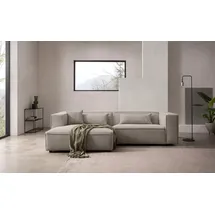 LeGer Home by Lena Gercke Ecksofa "PIARA mit Kedernaht, Cord, Leinenoptik o. Strukturstoff, Couch, L-Form", greige, B:267cm H:66cm T:167cm, 100% Polyester, LEGER HOME BY LENA GERCKE, Sofas, Ecksofa, wahlweise Ottomane rechts/links, schwarze Füße, bequemer Sitzkomfort