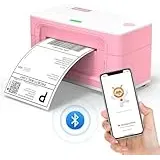 MUNBYN Etikettendrucker Bluetooth, Thermodrucker, Label Drucker 4x6 DHL UPS GLS Versandetiketten Drucker, Thermal Printer, Ettiketiergerät für Ebay, Amazon, Etsy, Shopify, 941B, Rosa