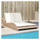 vidaXL Sonnenliege mit Auflagen Beige 114x205x73 cm Poly Rattan