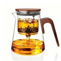 ZENS Magnetische Teekanne, verzauberte Glas-Teekanne mit Teesieb und magnetischem Saugdeckel für schmutzfreie lose Tee-Diffusoren, Walnussholz-Griff, Teeliebhaber-Geschenke